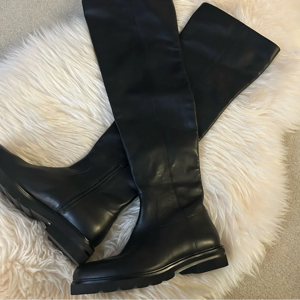 Best over the knee! Stuart Weitzman Chicago lug sole all leather boots w/ zipper